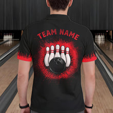 Load image into Gallery viewer, Black and Red Flame Dragon Bowling Polo, 1/4 zip shirts for Men Custom Dragon team bowling jerseys NQS11482