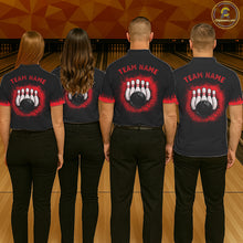 Load image into Gallery viewer, Black and Red Flame Dragon Bowling Polo, 1/4 zip shirts for Men Custom Dragon team bowling jerseys NQS11482