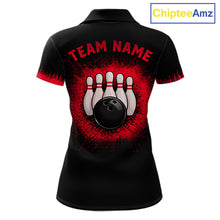 Load image into Gallery viewer, Black and Red Flame Dragon Bowling Polo, 1/4 zip shirts for Women Custom Dragon team bowling jerseys NQS11482