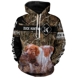 Pheasant Hunting with Brittany dog waterfowl camo Shirts, Personalized Duck Hunting Gifts FSD3727