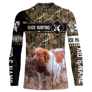 Pheasant Hunting with Brittany dog waterfowl camo Shirts, Personalized Duck Hunting Gifts FSD3727
