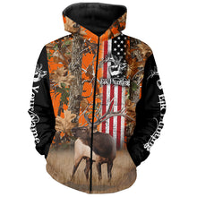 Load image into Gallery viewer, Elk Hunting American Flag Patriotic Custom Name All over print Shirts, Gifts idea for Elk Hunter FSD3077