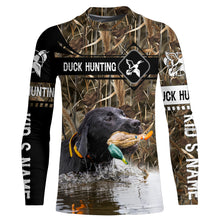 Load image into Gallery viewer, Duck Hunting with Black Labrador Retriever waterfowl camo Shirts, Personalized Duck Hunting Gifts FSD3123
