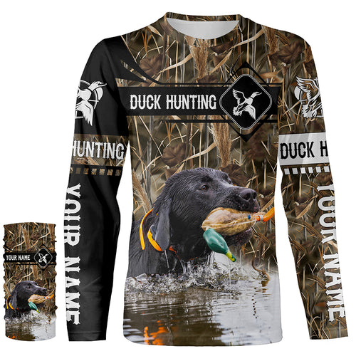 Duck Hunting with Black Labrador Retriever waterfowl camo Shirts, Personalized Duck Hunting Gifts FSD3123