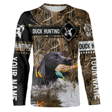 Load image into Gallery viewer, Duck Hunting with Black Labrador Retriever waterfowl camo Shirts, Personalized Duck Hunting Gifts FSD3123