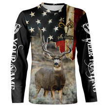 Load image into Gallery viewer, Mule Deer Hunting American flag custom Name Patriotic Hunting Shirts, Personalized Gifts for Hunter FSD1