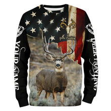 Load image into Gallery viewer, Mule Deer Hunting American flag custom Name Patriotic Hunting Shirts, Personalized Gifts for Hunter FSD1