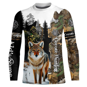 Coyote Hunting Camouflage Custom Name Shirts for Hunters, Personalized Hunting Shirts FSD92