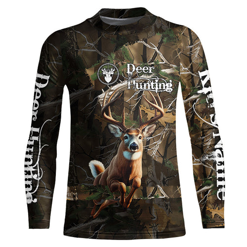 Whitetail Deer Hunting Custom Name Camo Shirt, Deer Hunting Clothing, Camouflage Deer Shirts FSD2385