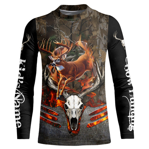 Whitetails Jumping Deer Hunting Camouflage Custom Name Shirts, Best Deer hunting gifts FSD979