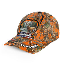 Load image into Gallery viewer, Deer Hunting Orange Camo Hats, American Hunter Deer hat Adjustable Unisex Hunting Baseball hat FSD3441