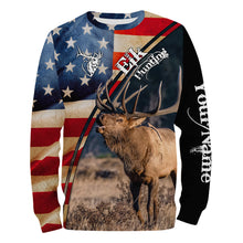 Load image into Gallery viewer, American flag Elk Hunting Shirts for Men, Custom Name Patriotic Elk Hunting Shirts FSD3007