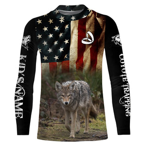 Coyote Trapping American Flag Custom Name 3D All over print shirts, Personalized trapping shirt gift FSD3060