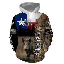 Load image into Gallery viewer, Wild Hog Hunting Texas Flag Camo Custom Name Shirts, TX Hog hunting shirt for hunter FSD332