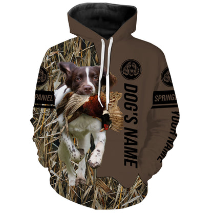 English Springer Spaniel Hunting Dog Custom Name Camo Shirts, Hunting Gifts FSD4079KYC