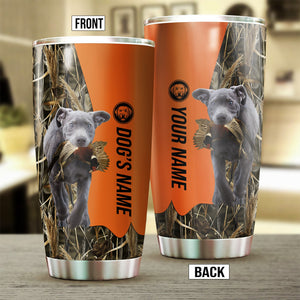 Silver Labrador Retriever Birds & Deer shed Hunting Dog Custom name Stainless Steel Tumbler Cup FSD4291