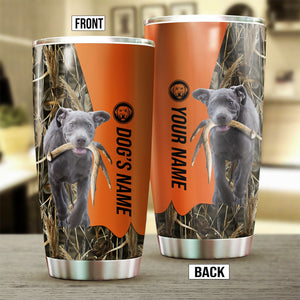 Silver Labrador Retriever Birds & Deer shed Hunting Dog Custom name Stainless Steel Tumbler Cup FSD4291