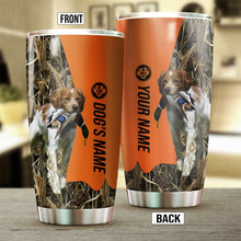 Load image into Gallery viewer, Brittany Birds &amp; Deer shed Hunting Dog Custom name Stainless Steel Tumbler Cup FSD4295