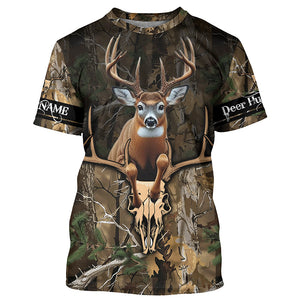 Deer Hunting Big Buck Jumping Camouflage Custom Name all over print Shirts, Deer Hunting Gifts FSD745