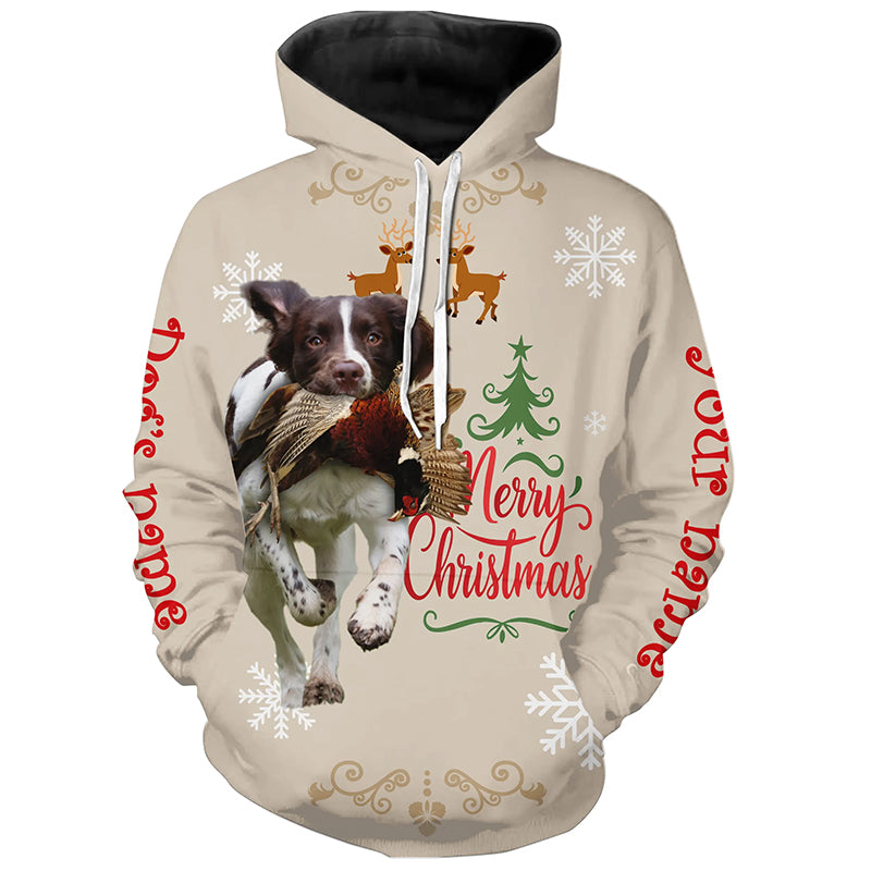 Christmas English Springer Spaniel Hunting Dog Custom Name Shirts, Gifts for Hunters FSD4614