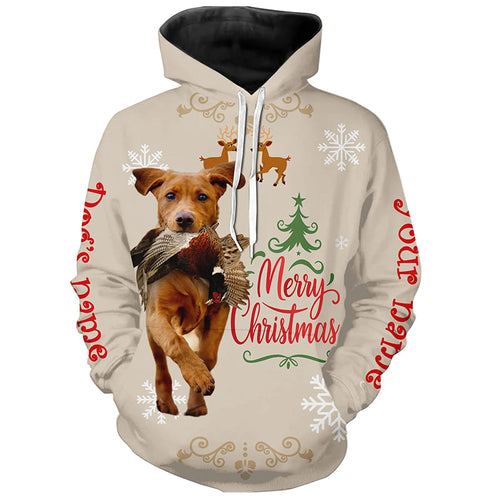 Christmas Fox Red Labrador Retriever Hunting Dog Custom Name Shirts, Gifts for Hunters FSD4616