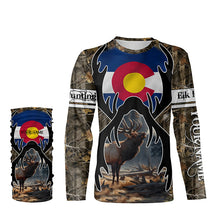 Load image into Gallery viewer, Elk hunting Colorado flag custom Name camo all over print Shirts, Personalized gifts for hunter FSD1556