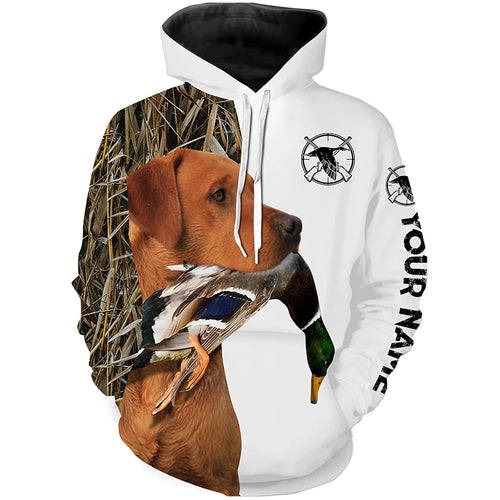 Duck Hunting With Dog Fox Red Labrador Custom Name 3D Full Printing Shirts For Men Women - Personalized Hunting Gifts FSD1888
