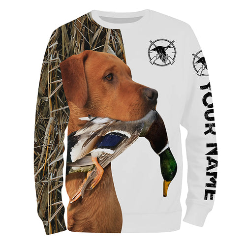 Duck Hunting With Dog Fox Red Labrador Custom Name 3D Full Printing Shirts For Men Women - Personalized Hunting Gifts FSD1888