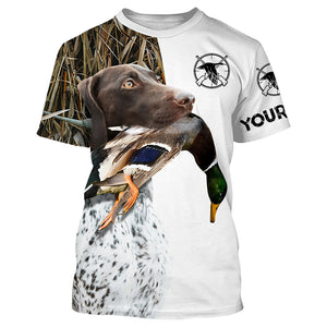 Duck Hunting With Dog GSP German Shorthaired Pointer Customize Name All Over Printed Shirts - Personalized Hunting Gifts  FSD2212