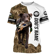 Load image into Gallery viewer, Duck Hunting with Labrador Retriever Dog Custom Name Camo Full Printing Shirts, Chocolate Lab Hunting Partner FSD2669