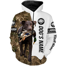 Load image into Gallery viewer, Duck Hunting with Labrador Retriever Dog Custom Name Camo Full Printing Shirts, Chocolate Lab Hunting Partner FSD2669