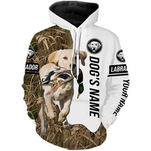 Load image into Gallery viewer, Duck Hunting with Labrador Retriever Dog Custom Name Camo Full Printing Shirts, Yellow Lab Hunting Partner FSD2670