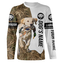 Load image into Gallery viewer, Duck Hunting with Labrador Retriever Dog Custom Name Camo Full Printing Shirts, Yellow Lab Hunting Partner FSD2670