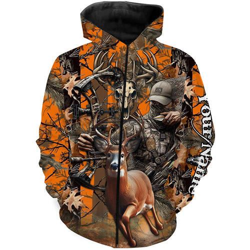 Deer Bow Hunting Orange camouflage Custom Name Shirts, Personalized Deer Hunting Clothes FSD352