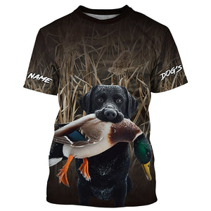 Duck Hunting Waterfowl Camo Black Labrador Retriever Dog Shirts, Personalized Duck Hunting clothes FSD4534