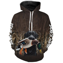 Load image into Gallery viewer, Duck Hunting with Dog Black Labrador Waterfowl Camo Custom Name Shirts, Duck Hunting Clothes FSD4536