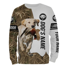 Load image into Gallery viewer, Pheasant Hunting with Yellow Labrador Retriever Custom Name Camo Full Printing Shirts, Hoodie FSD2685