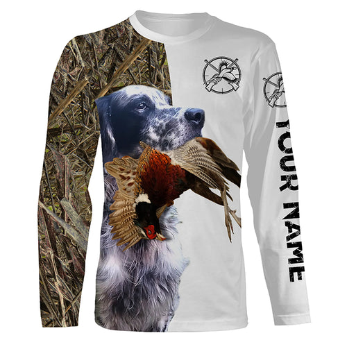 Pheasant Hunting With Dog English Setter Custom Name All Over Printed Shirts - Personalized Hunting Gifts FSD1918