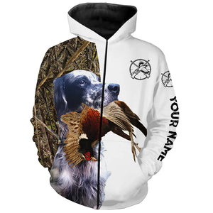 Pheasant Hunting With Dog English Setter Custom Name All Over Printed Shirts - Personalized Hunting Gifts FSD1918