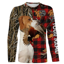 Load image into Gallery viewer, English Pointer (Orange and white) Pheasant Hunting Dog Red Plaid Camo Shirts, Christmas Hunting Gifts FSD4243
