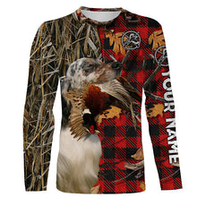 Load image into Gallery viewer, Llewellin English Setter Pheasant Hunting Dog Red Plaid Camo Shirts, Christmas Hunting Gifts FSD4244