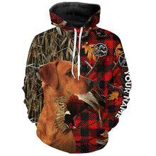 Load image into Gallery viewer, Fox Red Labrador Pheasant Hunting Dog Red Plaid Camo Custom Name Shirts, Christmas Gifts for Hunters FSD4247