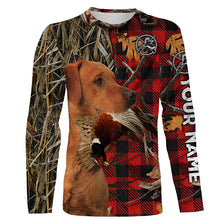 Load image into Gallery viewer, Fox Red Labrador Pheasant Hunting Dog Red Plaid Camo Custom Name Shirts, Christmas Gifts for Hunters FSD4247