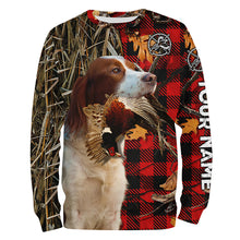 Load image into Gallery viewer, Irish Red &amp; White Setter Pheasant Hunting Dog Red Plaid Camo Custom Name Shirts, Christmas Gifts for Hunters FSD4248