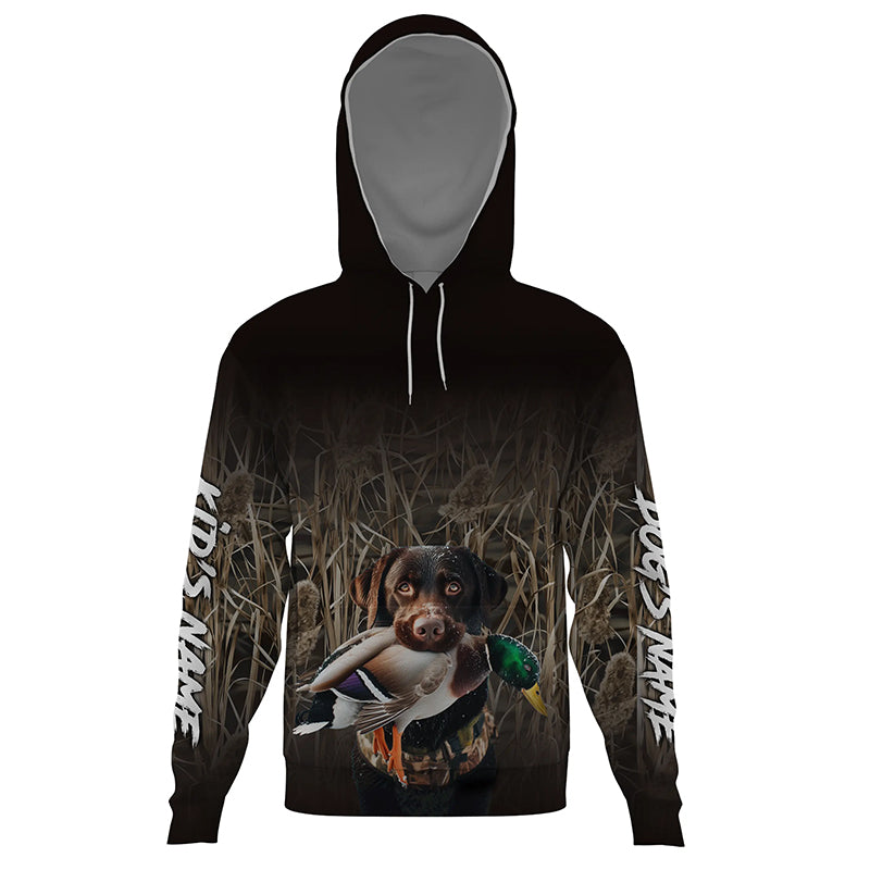 Duck Hunting Waterfowl Camo Chocolate Labrador Dog Hunting Shirts, Personalized Duck Hunting clothes FSD4539