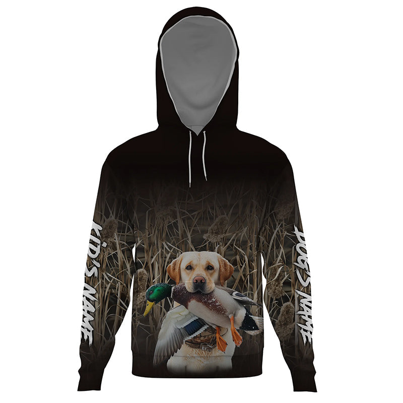 Duck Hunting Waterfowl Camo Yellow Labrador Retriever Dog Shirts, Personalized Duck Hunting clothes FSD4541