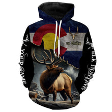 Load image into Gallery viewer, Elk Hunting Colorado flag Custom Name Shirts, CO Elk Hunting Shirt, Gifts for Hunter FSD230