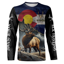 Load image into Gallery viewer, Elk Hunting Colorado flag Custom Name Shirts, CO Elk Hunting Shirt, Gifts for Hunter FSD230