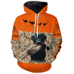 Pheasant Hunting Blaze Orange color Custom name Shirts with Hunting Dogs, Pheasant Hunting clothing FSD4547