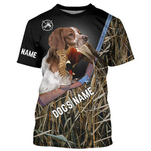 Load image into Gallery viewer, Brittany Dog Pheasant Hunting custom Name T-shirt, Long sleeves, Hoodie for Upland Bird Hunters FSD3917